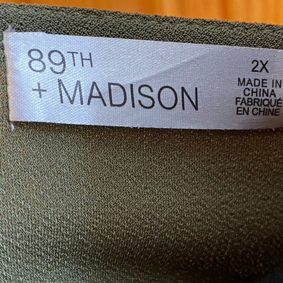 89th & Madison Olive Blouse with Gold Zipper Size 2X - Picture 4 of 5